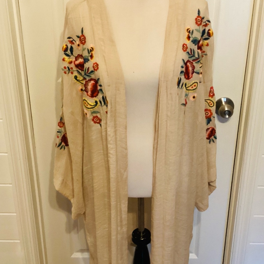 Umgee 1XL Women's Floral Embroided  Duster - Picture 3 of 7